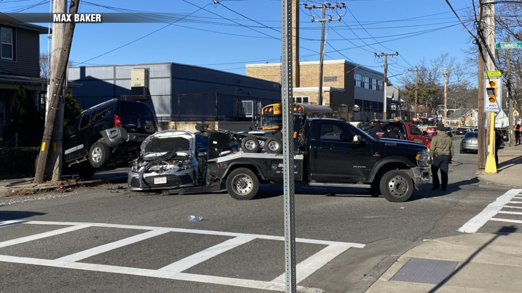 Hyde Park chain-reaction crash involves school bus