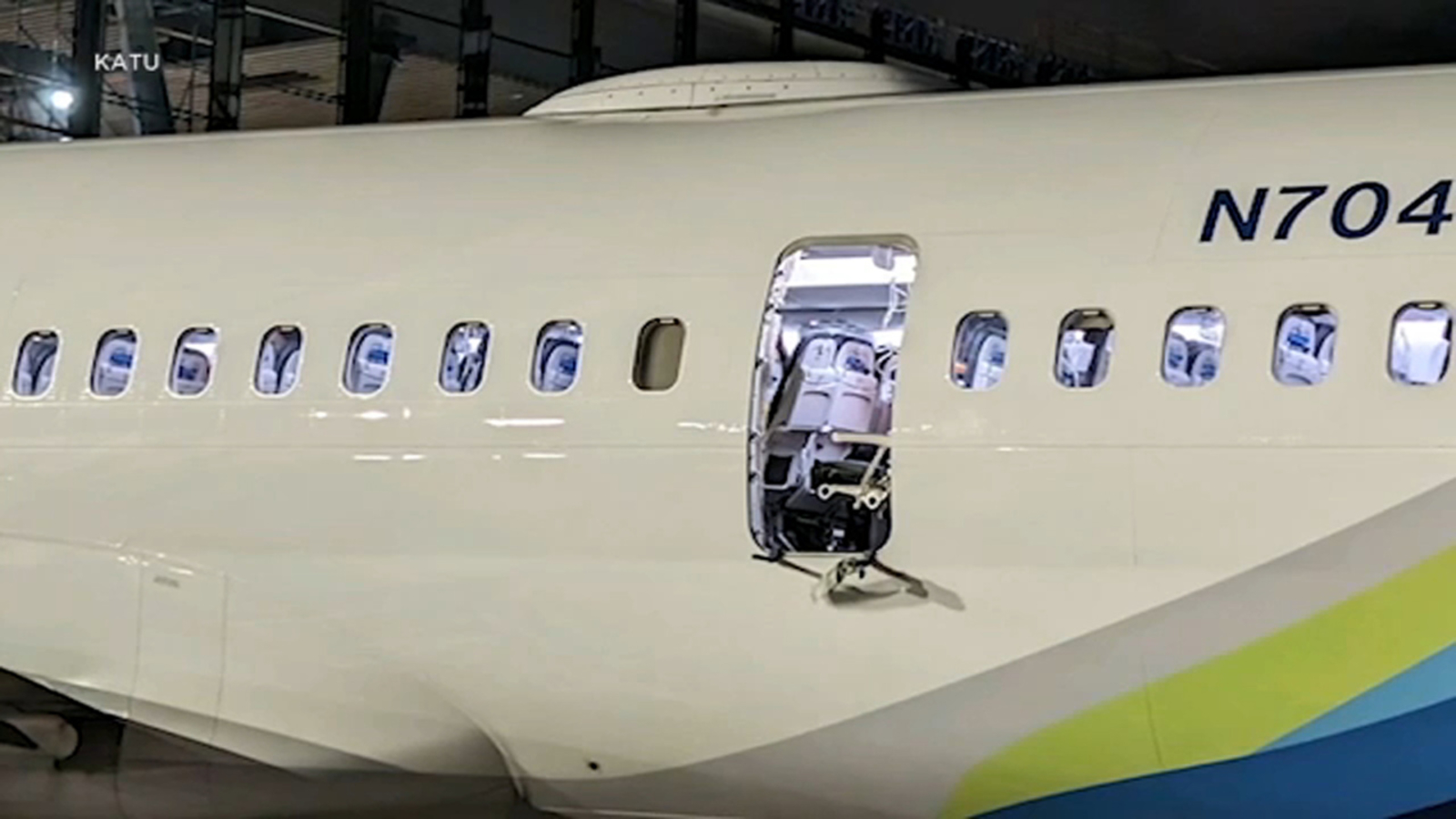 Alaska Airlines jet with blown off fuselage