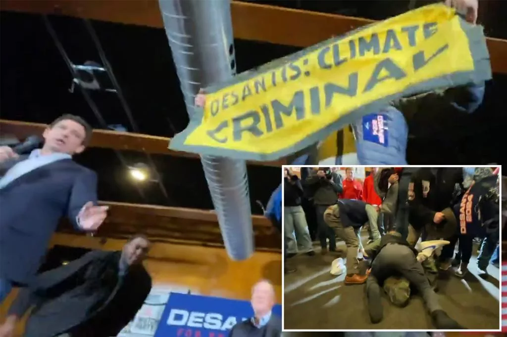 Climate protester tackled at Ron DeSantis campaign event