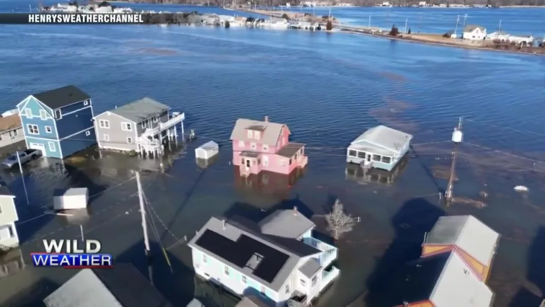 Residents in Hampton, NH Battle Flooding and Sea Foam as Mother Nature Prevails