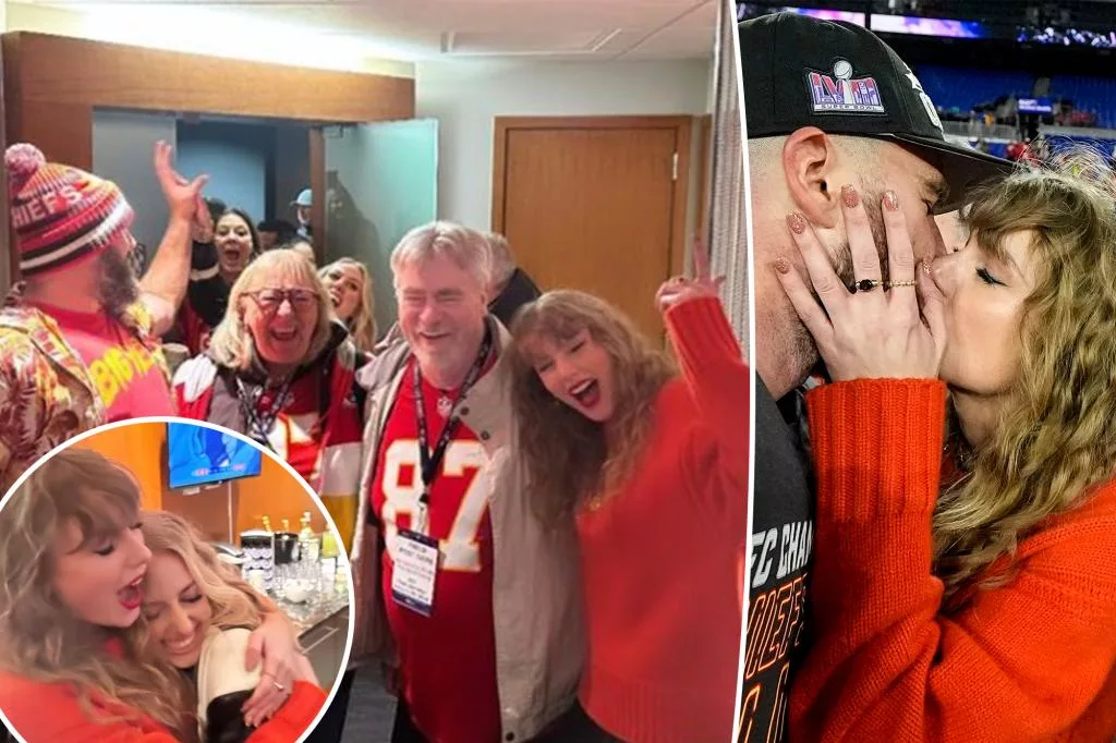 Taylor Swift embraces Travis Kelce's family in celebratory photo following Chiefs' victory