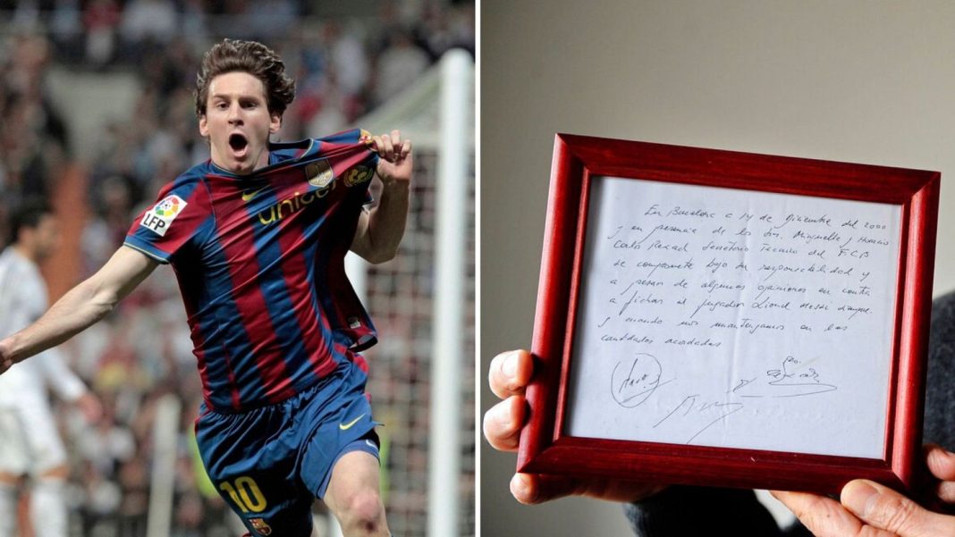 Lionel Messi's Historic Napkin Contract with FC Barcelona Sells for Nearly $1 Million