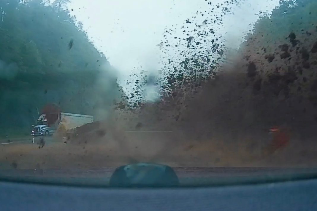 Narrow Escape: Couple's Dashcam Captures Mudslide Drama in Blue Ridge Mountains